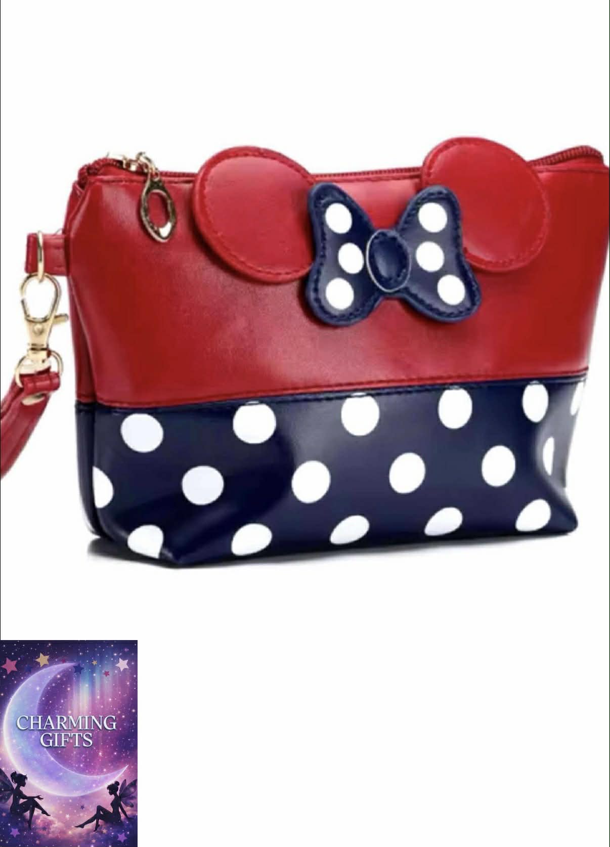 Minnie Mouse Travel Cosmetic Bag Cartoon Bow Makeup Case Women Zipper Hand Holding Make Up Handbag Organizer Storage Pouch Toiletry Wash Bags