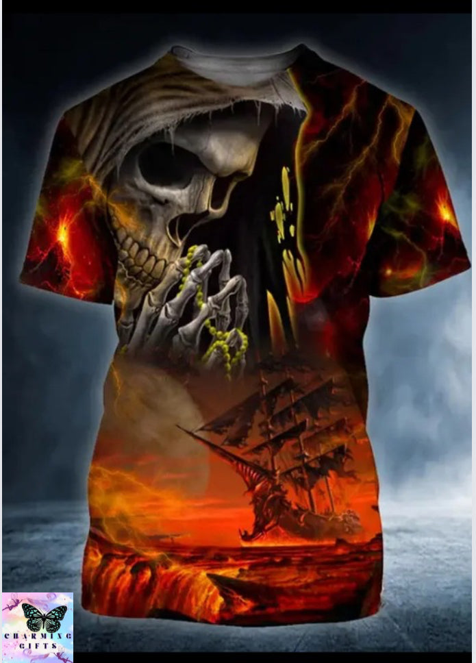 Men's Grim Reaper O Neck Short Sleeve T Shirt