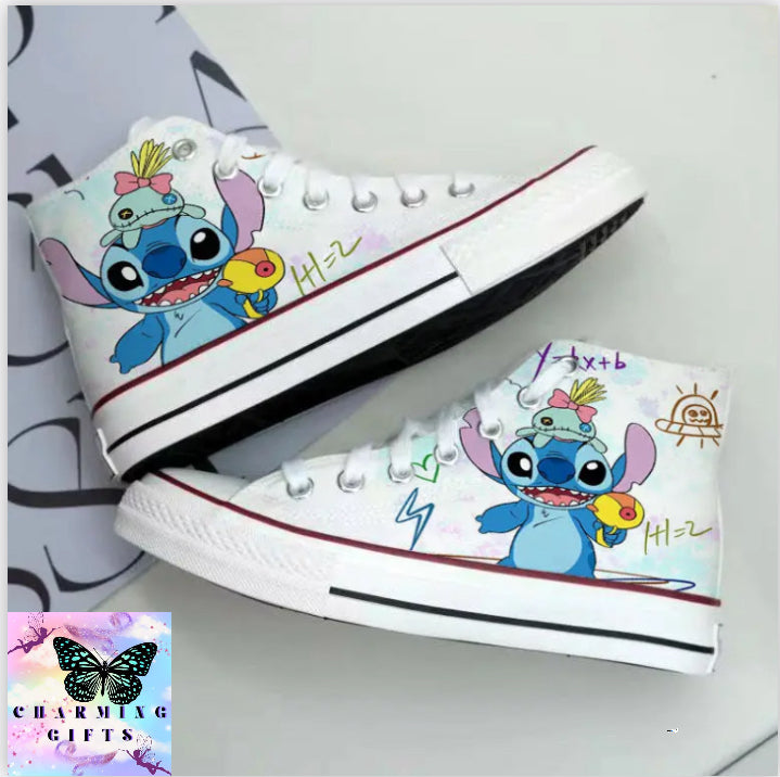 Kawaii Disney Stitch Canvas Shoes Cartoon New Men's/women's High-Top Sneakers Summer Versatile Couple Shoes