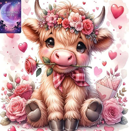 Valentine's Day Diamond Painting Kits for Adults, Highland Cow Diamond Art Kits for Adults Beginners, Animal Diamond Arts Kits for Home Wall Decor 14 x 14 Inch (red)