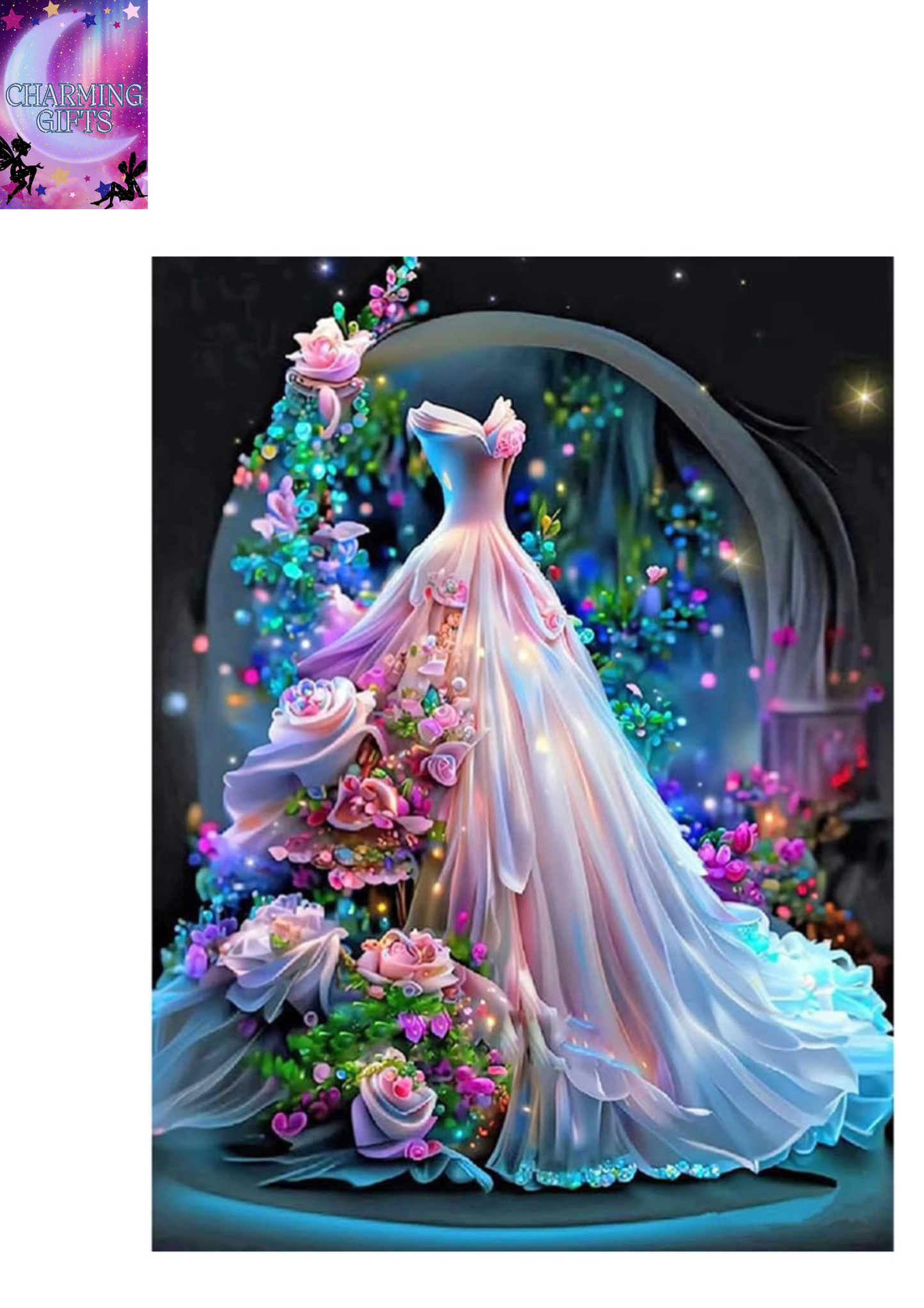 Stalente Diamond Painting Kits for Adults, 5D DIY Diamond Art Kits for Beginners Round Full Drill Diamond Painting for Home Wall Decoration Gift 30x40cm/12×16inch, Wedding Dress