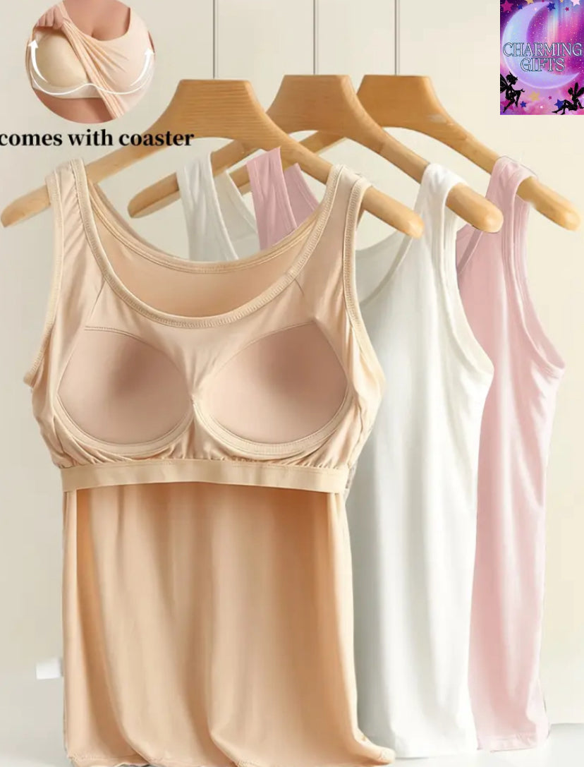 3pcs Women'S Plus Size Workout Tops - Sleeveless Athletic Tank Tops with Built-in Chest Pads, Non-Porous Gym Shirts for Yoga, Running, Everyday - No Undergarments Needed, All-Season Layering Essentials (Black/Pink/Beige) - ZIMI COLLECTION, Running Gear, W