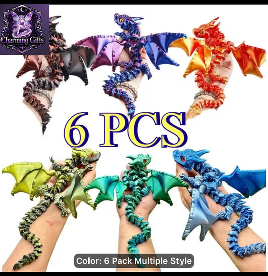 6-Pack 24.5Cm/9.65ln 3D Printed Dragon