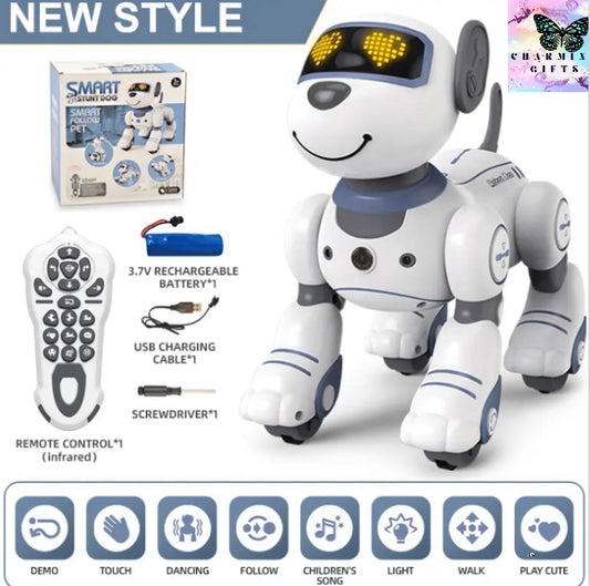 Funny RC Robot Electronic Dog Stunt Dog Voice Command Programmable Touch-sense Music Song Robot Dog for Children's Toys