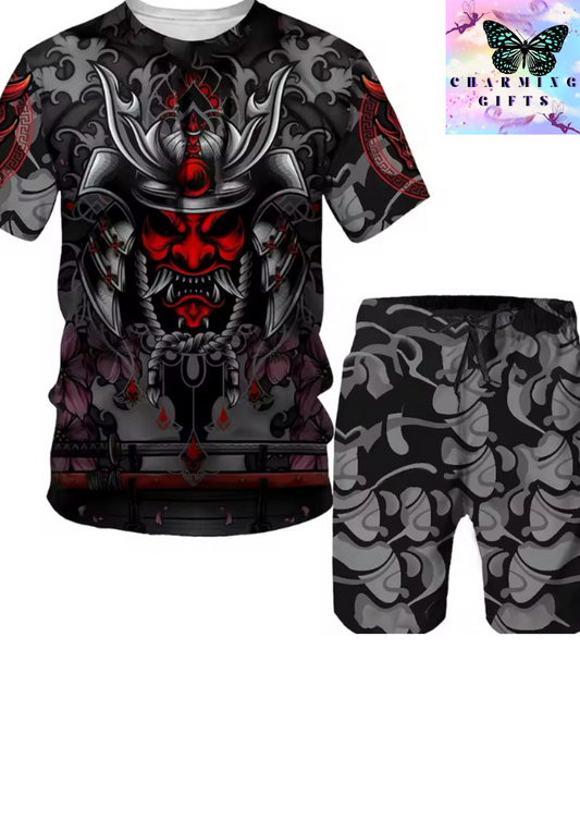 Demonic Samurai T Shirt and Shorts set