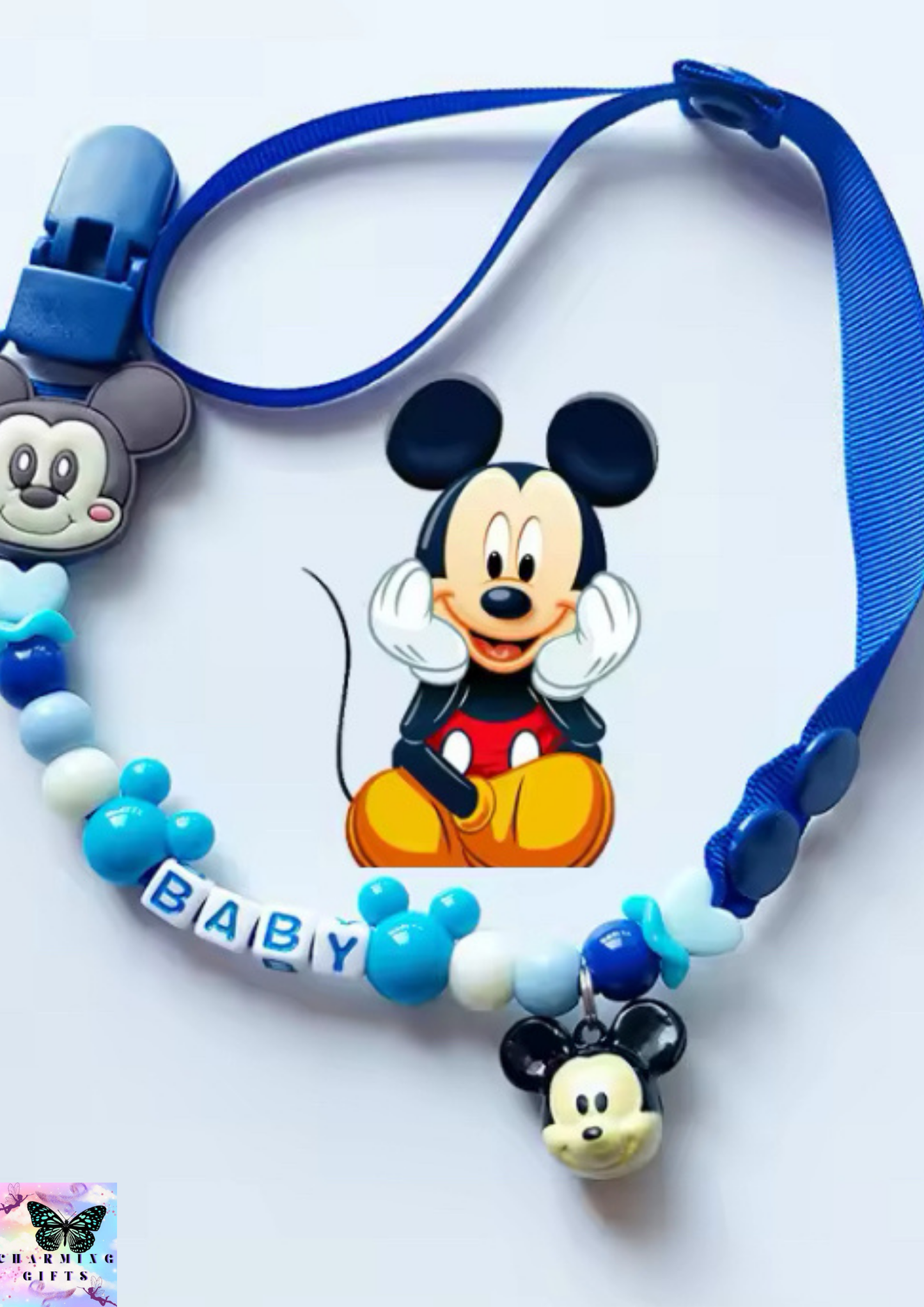 Disney Pacifier Clips Stitch Mickey Anime Figures Baby Teether Chain Silicone Anti-drop Anti-lost