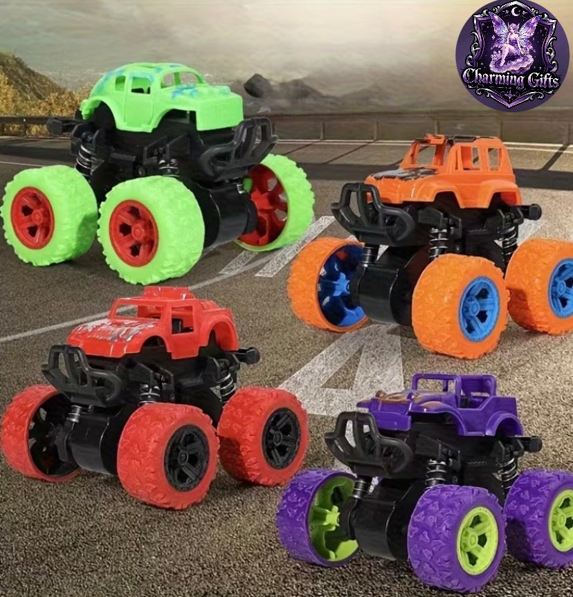 🚛 4-Pack Friction-Powered Monster Trucks — Push, Spin & Go! 🦖