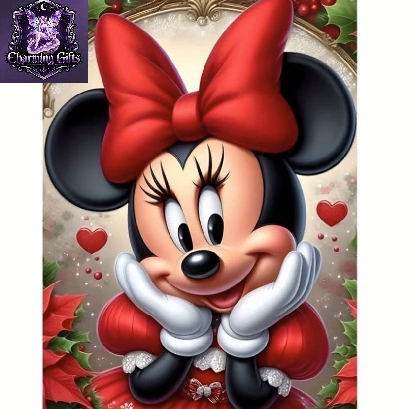 1pc, cute hold face Minnie 5D DIY diamond painting set, exquisite pattern diamond painting, anime movie theme, home decoration, room decoration, holiday decoration, party decoration, Christmas gift, desktop display, anniversary