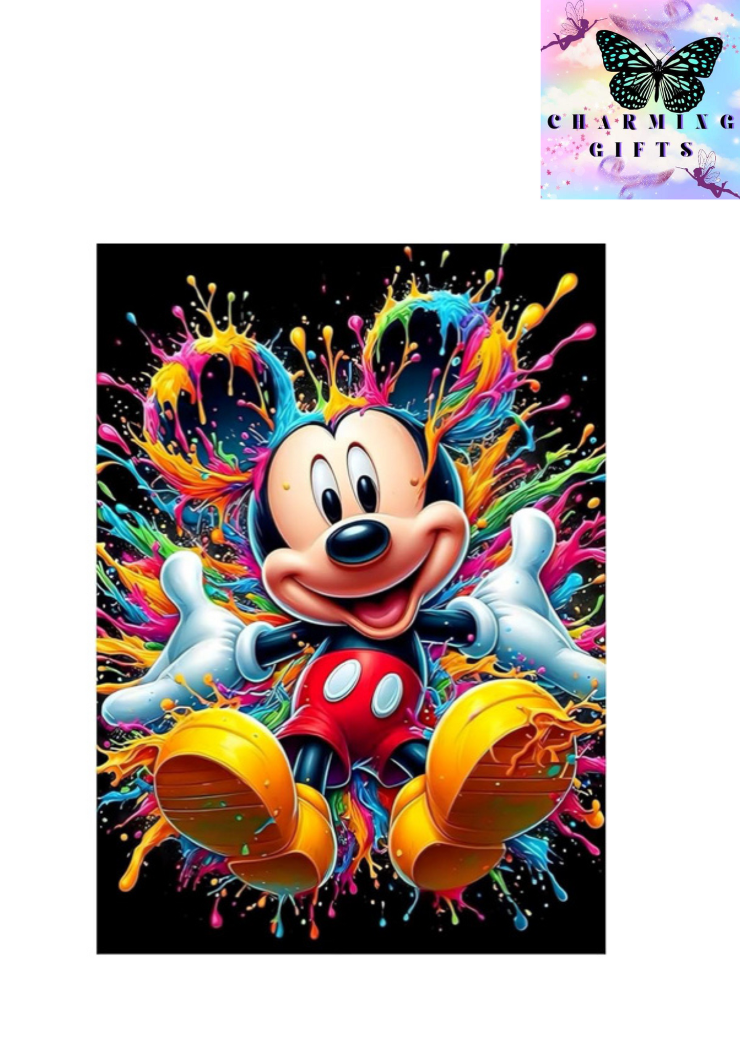 Mickey Mouse Diamond Painting Kits for Adults, Cartoon Mouse Diamond Art Kits for Adults 5D Anime Colorful Diamond Art Painting 30 * 40cm (White)