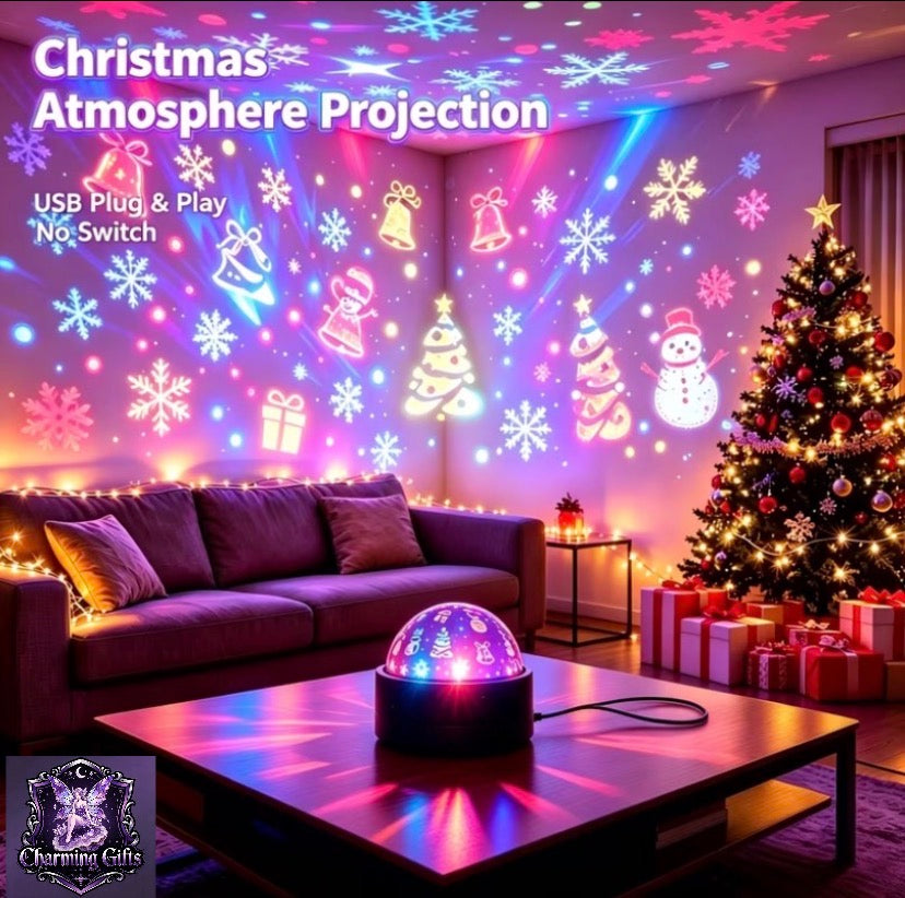 New 2-In-1 Christmas Theme Night Light | Dual-Use Night Light | Christmas Smart Light | RGB Light | Automatic Color Change/Music Rhythm Flashing | USB Powered Light | Projection Lamp | Table Lamp | LED Small Table Lamp | Atmospheric Decorative Light