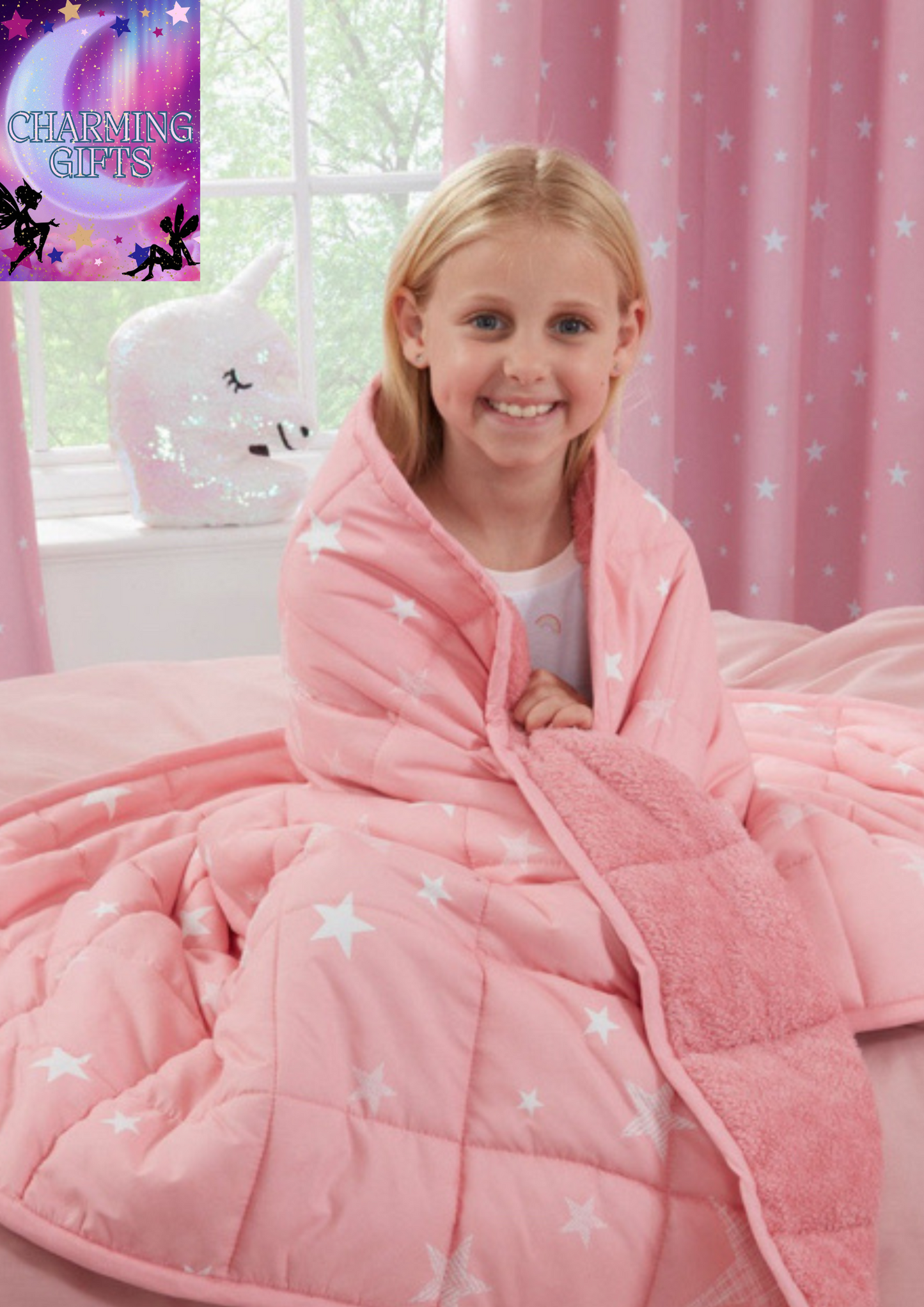 Dreamscene Kids Star Teddy Fleece Weighted Blanket, Silver Grey - 3kg