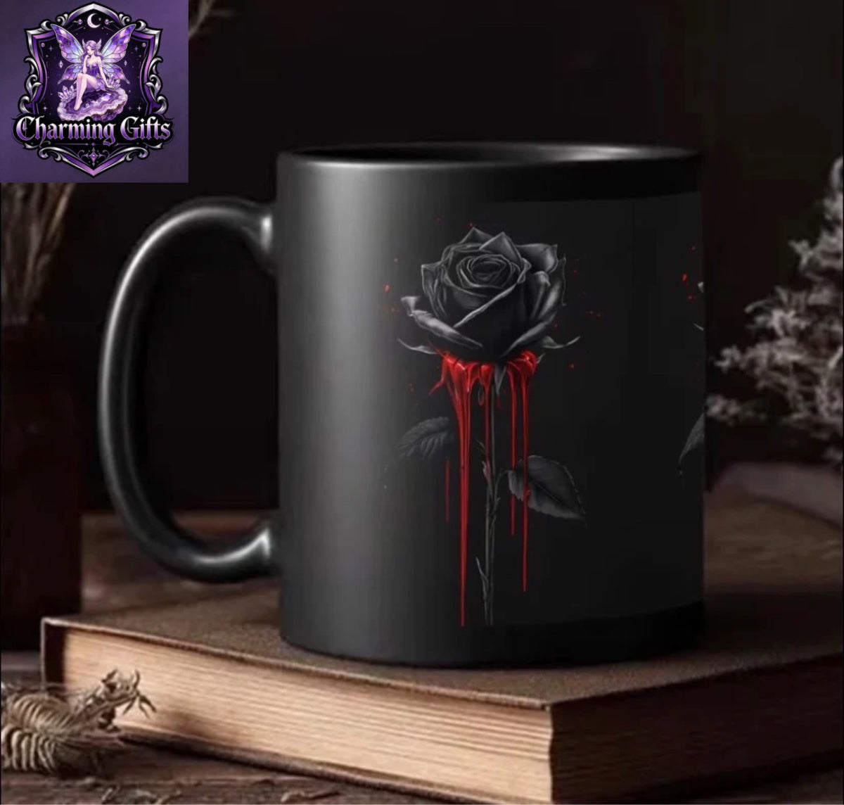 Sophisticated All-Black Rose Mug: A Classic Fusion of Elegance And Daring, Ceramic-Printed Unique Mug, Safe for Dishwasher Use Or Perfect As a Gift for Someone Else