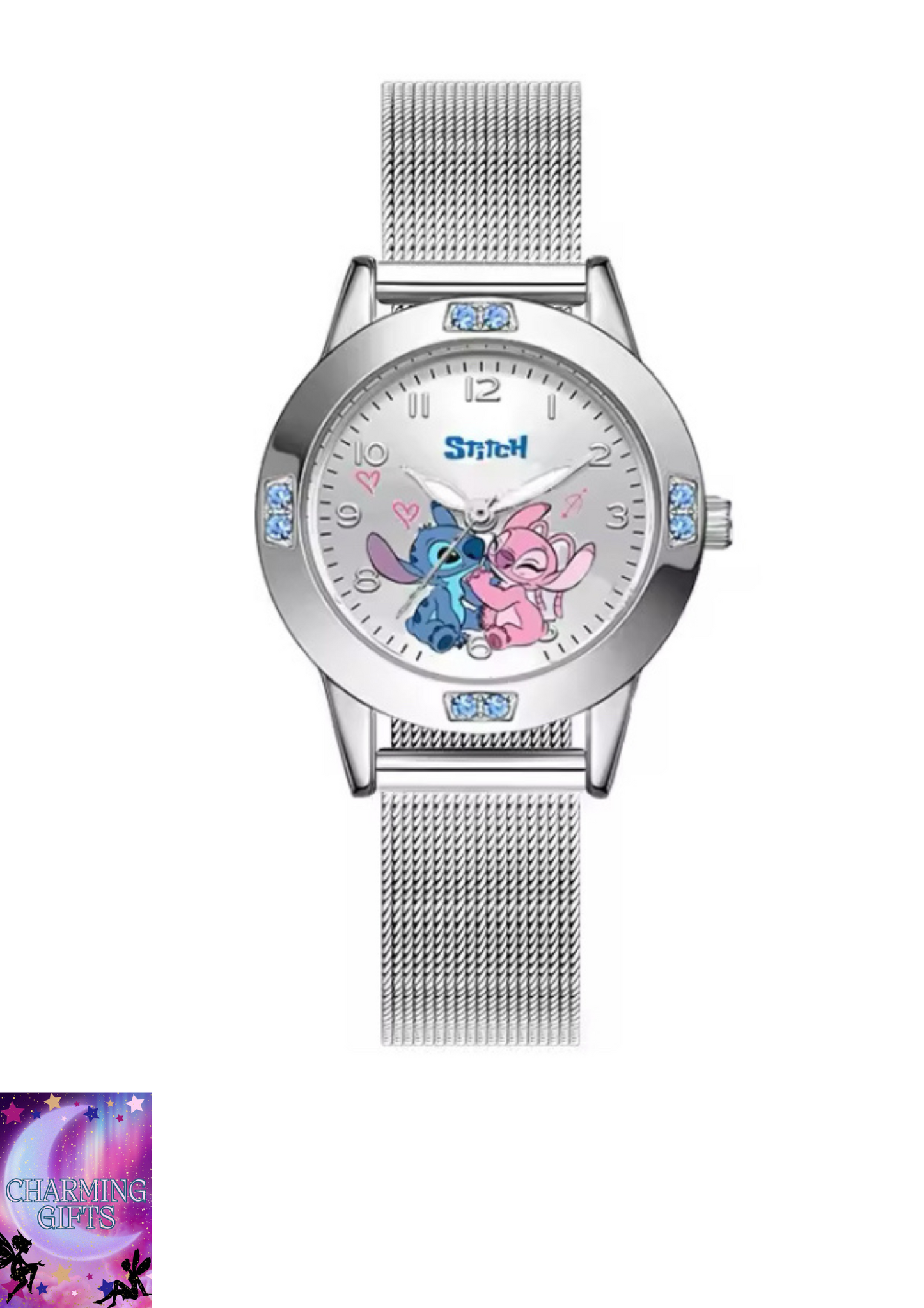 Disney Stitch Cartoon Ladies Girl Steel Belt Belt High Quality Diamond Set Quartz Watch Women's Watches Quartz Wristwatch