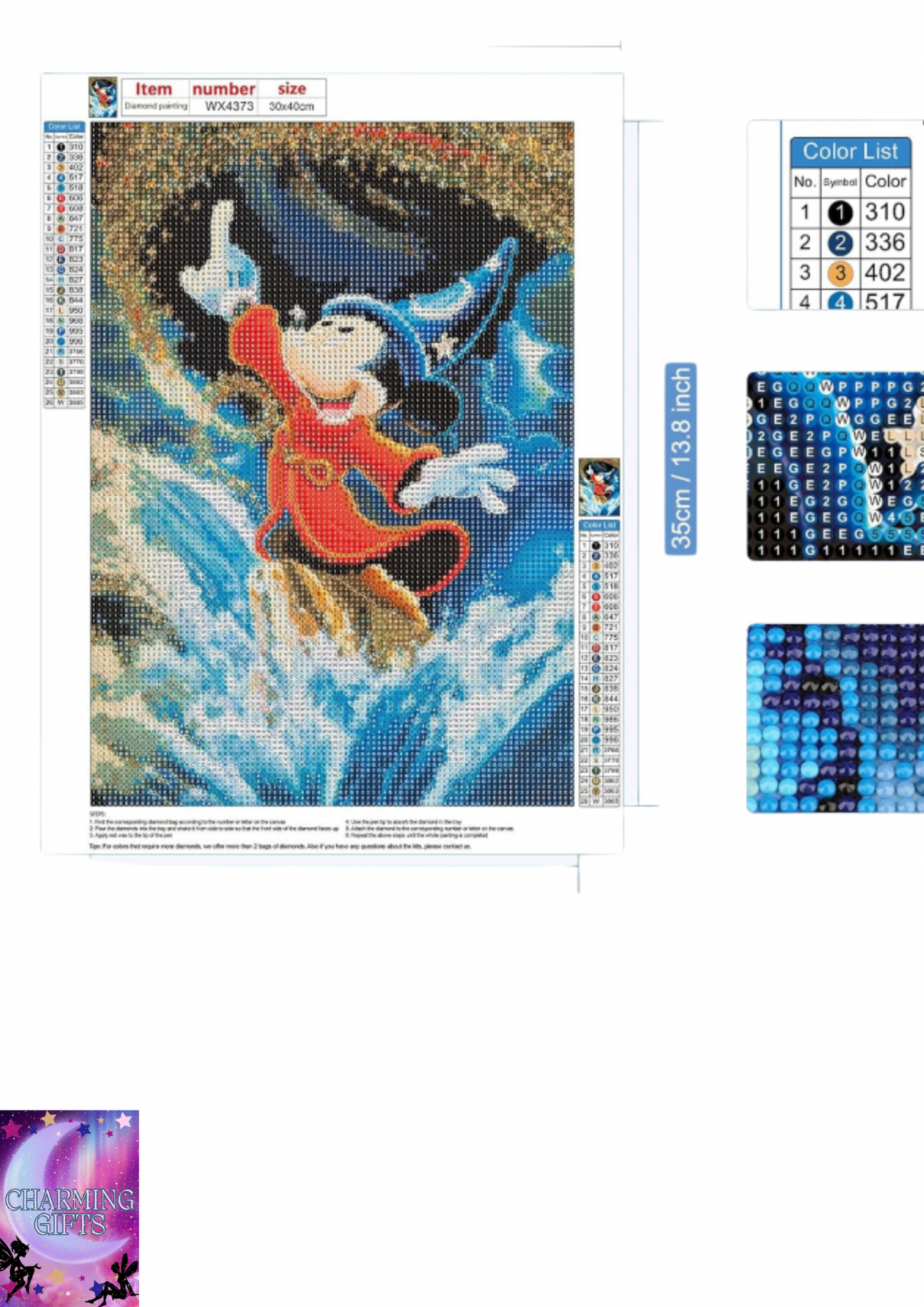 Mickey Mouse Animal Diamond Painting Kits for Adults, DIY Full Drill 5D Mouse Diamond Art Cartoon Diamond Painting Perfect for Relaxation and Home Wall Decor 30x40cm