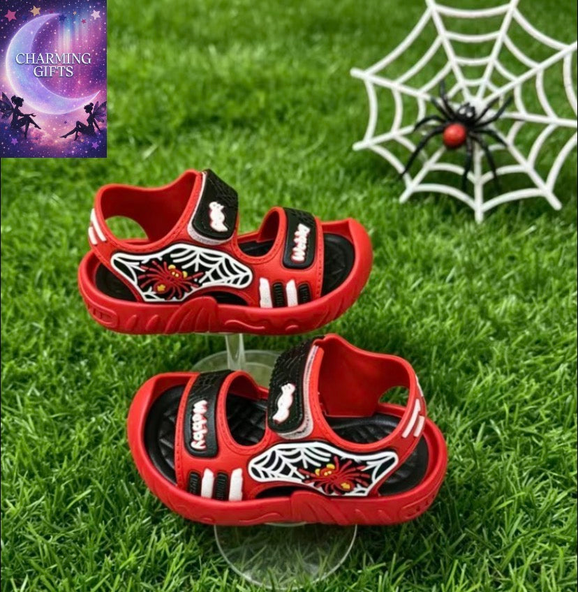 Cartoon Spider Web Sandals, Boys' Baby Soft-Soled Breathable Casual Shoes, Kids' Outdoor Beach Shoes