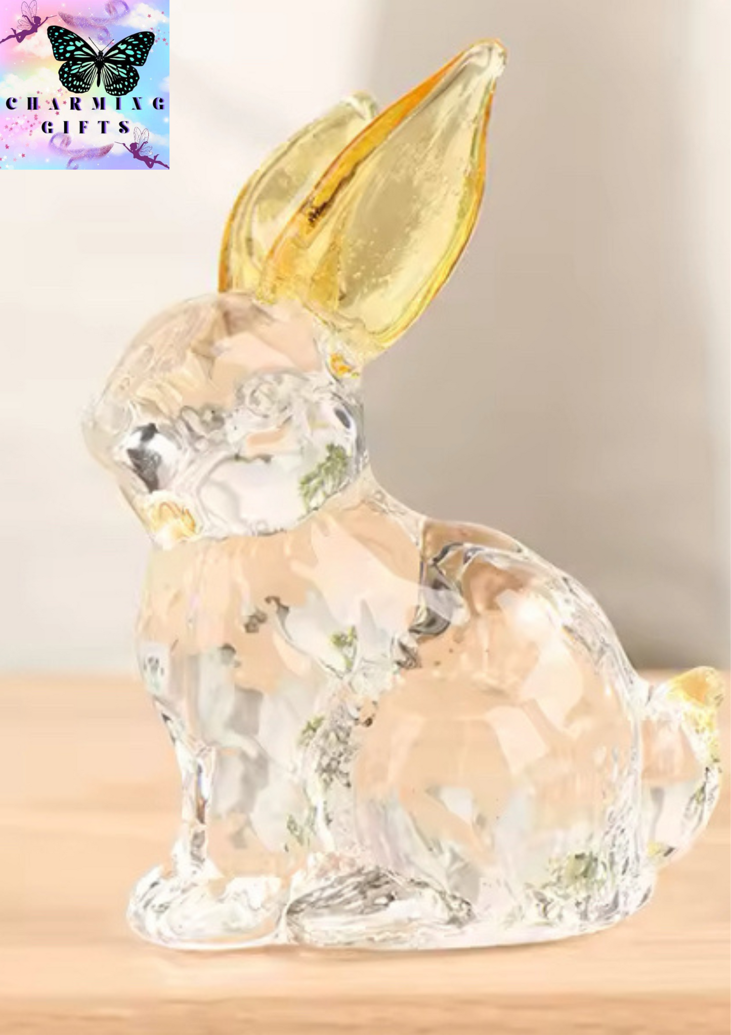 1Pc Rabbit Glass Animal Bunny Statue Crystal Figurines Sculpture Figure Ornament Handmade Ornaments Garden Miniature Decor