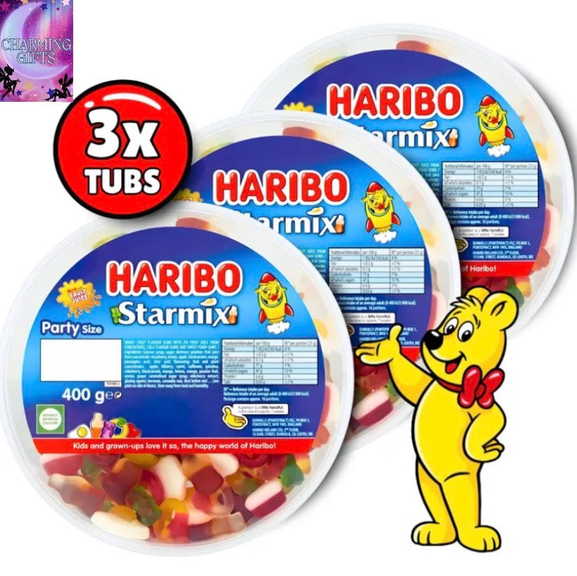 Haribo Sweets, Starmix Tubs of Sweets 3 x 400g, Gummy Sweet, Haribo Tubs, Bulk Sweet, Jelly Candy, Multipack Candy, , Party Planners and Hosts, Office Snack Suppliers