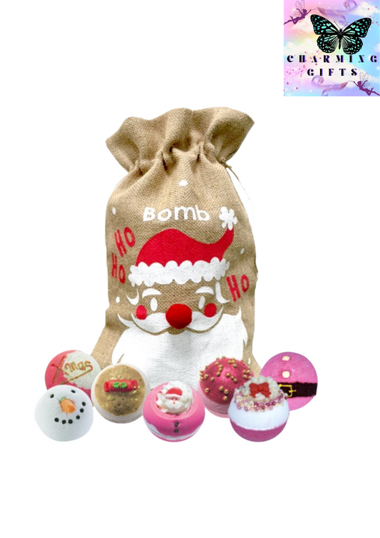 Ho Ho Ho Santa Sack Bath Bomb Collection stocking Filler