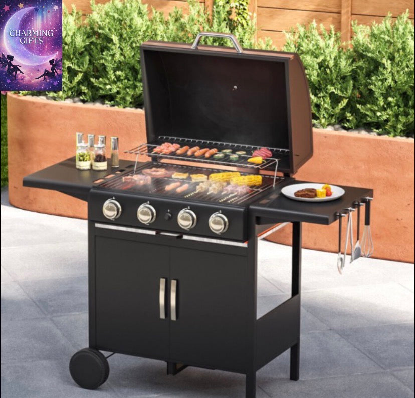 Burner Outdoor BBQ Propane Gas Grill with Wheels