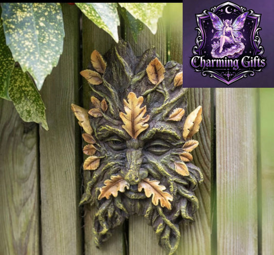 Green Man Yellow Oak Leaf Wall Plaque