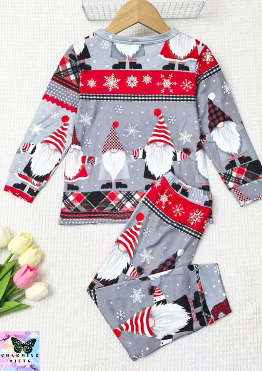 Cartoon Style Santa Claus Printed Children's Clothing Pajamas, Cute and Casual Style, Suitable for 2-8 Year Old Boys and Girls