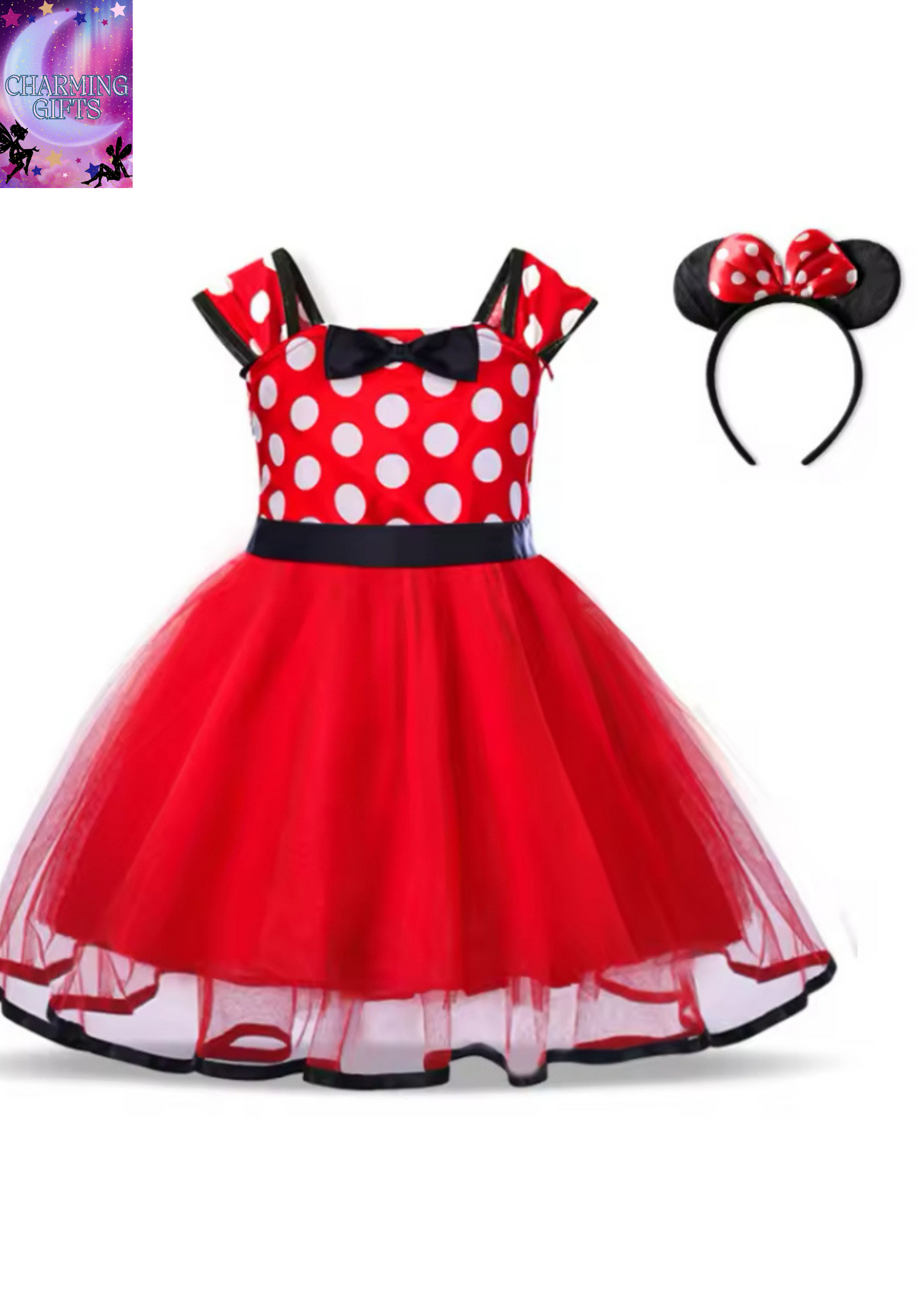 Cute Baby Girl Dress for 9M-4Yrs Children Summer Clothes Kids Minni Mouse Polka Dot Dress Girls Birthday Party Christmas Costume