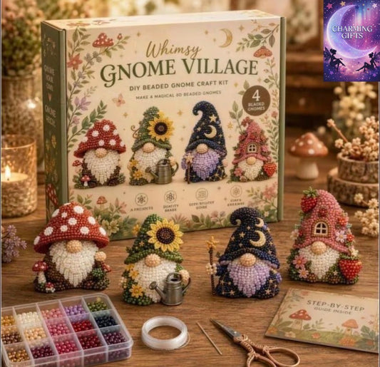 Cute 3D Gnome Bead Craft Set with Colorful Beads And Instructions, Handmade Jewelry Art Craft Kit for Creative Projects