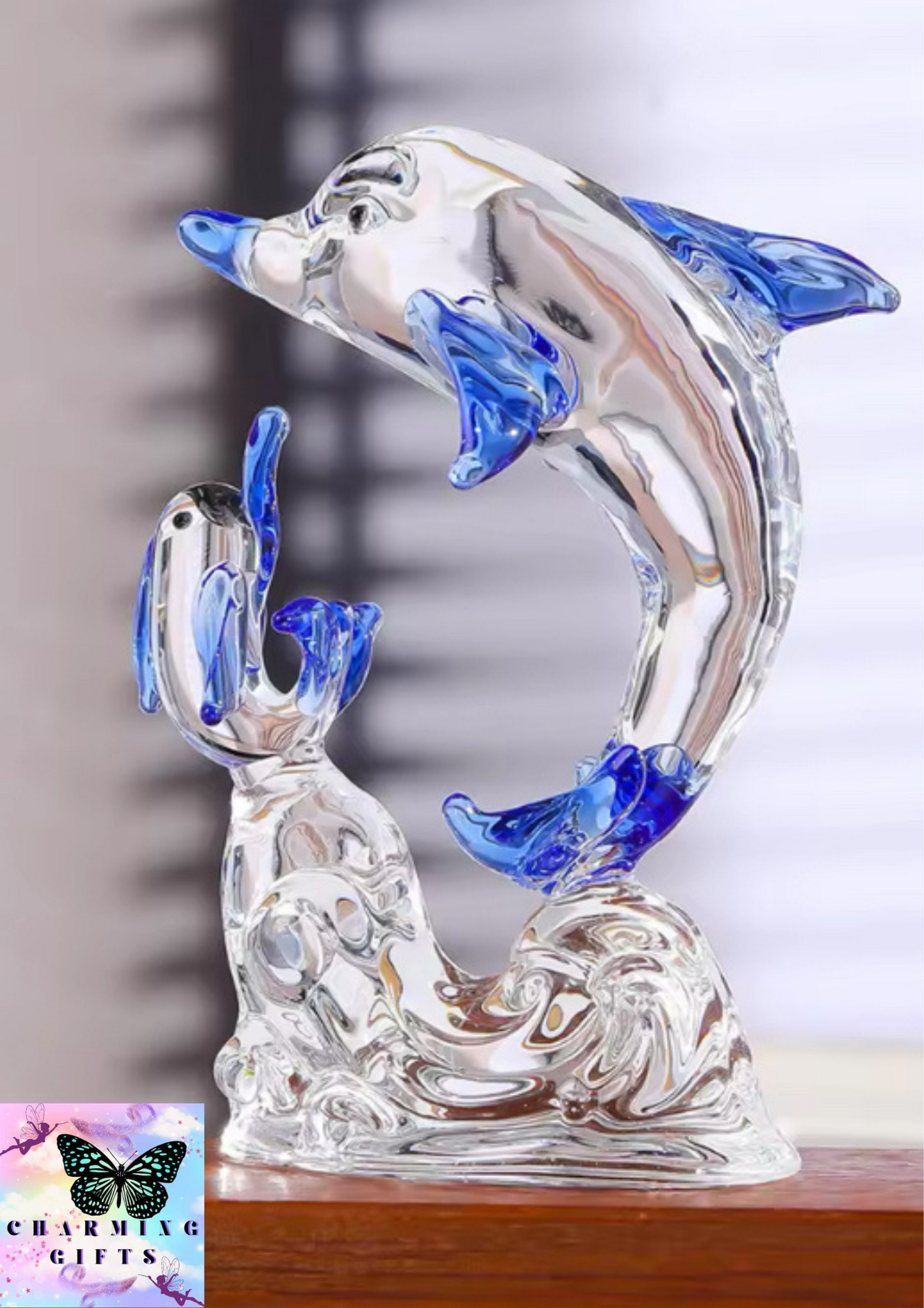 Crystal Dolphin Ornament Animal Figurine Desktop Home Decor Fish Tank Crafts Small Art Glass Dolphin Statue Adornment Supplies