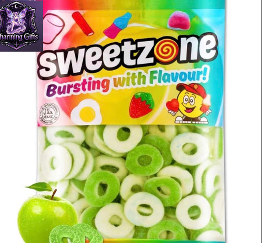 Sweetzone Sour Apple Rings - 1kg Bag of Sweets - Experience the Tartness and Juiciness of Apple Mixed with Tangy and Sour of Gummy Candy - Gummy Sweets and Jelly Sweets - Halal Sweets for Everyone