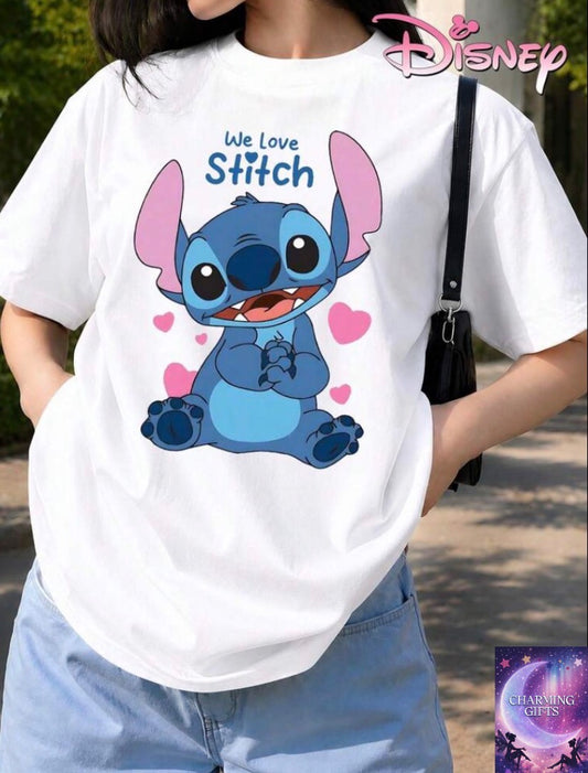 💙 Official Disney Women’s "We Love Stitch" Cotton T‑Shirt 🩷