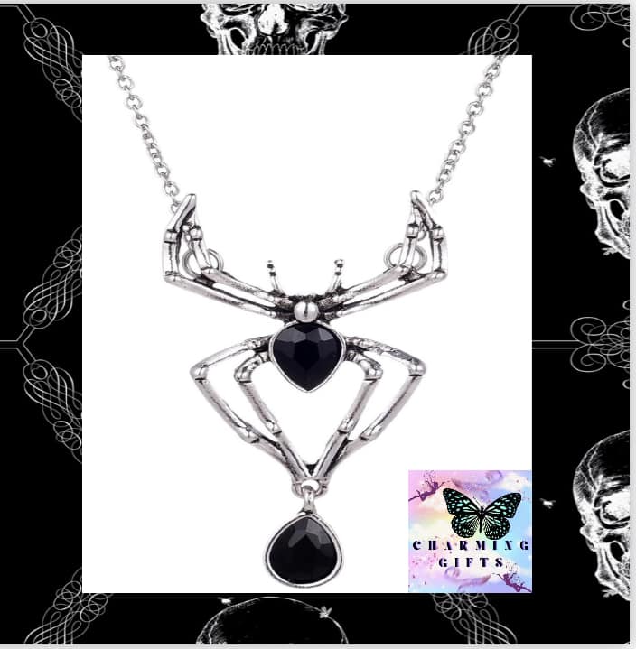 Spider Necklace Halloween Crystal Spider Pendant