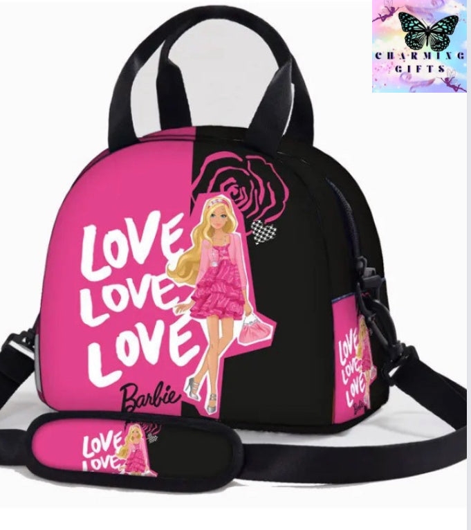 Cartoon Barbie Barbie Printed Children's Shoulder Lunch Bag Portable Cartoon Lunch Bag Cross-body Children's Gifts