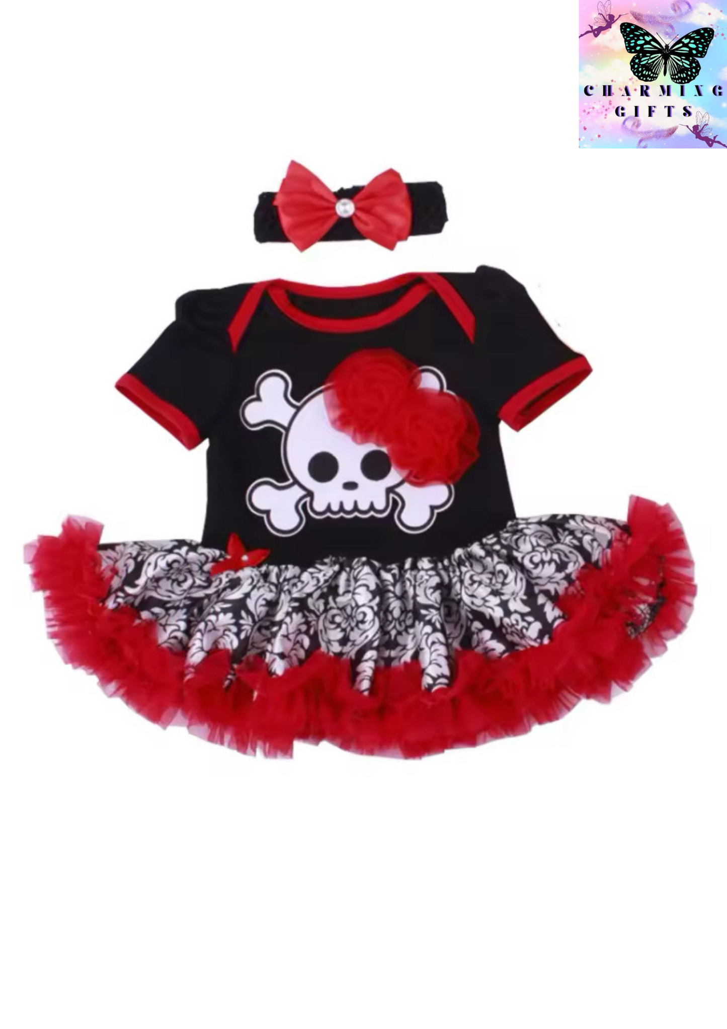 Skull & Crossbone My first 0-24M Baby girl kids costume Pumpkin clothes Newborn romper Infant tutu dress outfit Cosplay Bodysuit Toddler Halloween Clothing