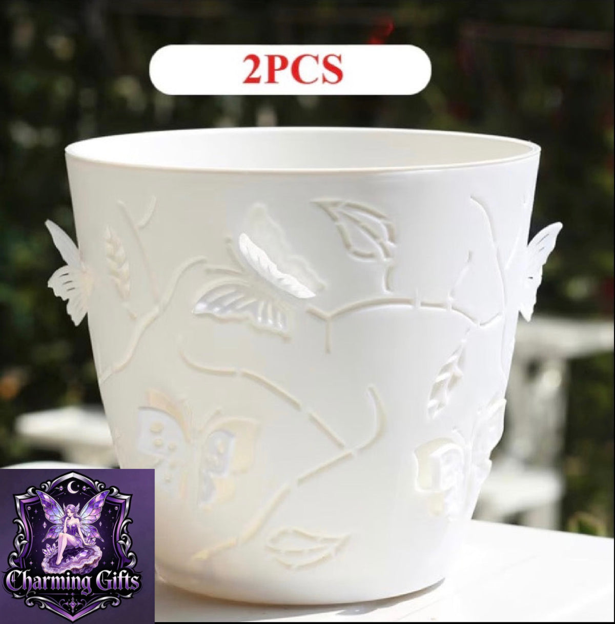 2pcs Set of Double-Layer 3D Cartoon Relief Planters, 14.6Cm/5.75 Inches Plastic Creative Plant Pots, Butterfly Pattern Inner Pots, with Breathable Drainage Holes Design, Ideal Gift for Plant Lovers Gardening Gift Home Decor