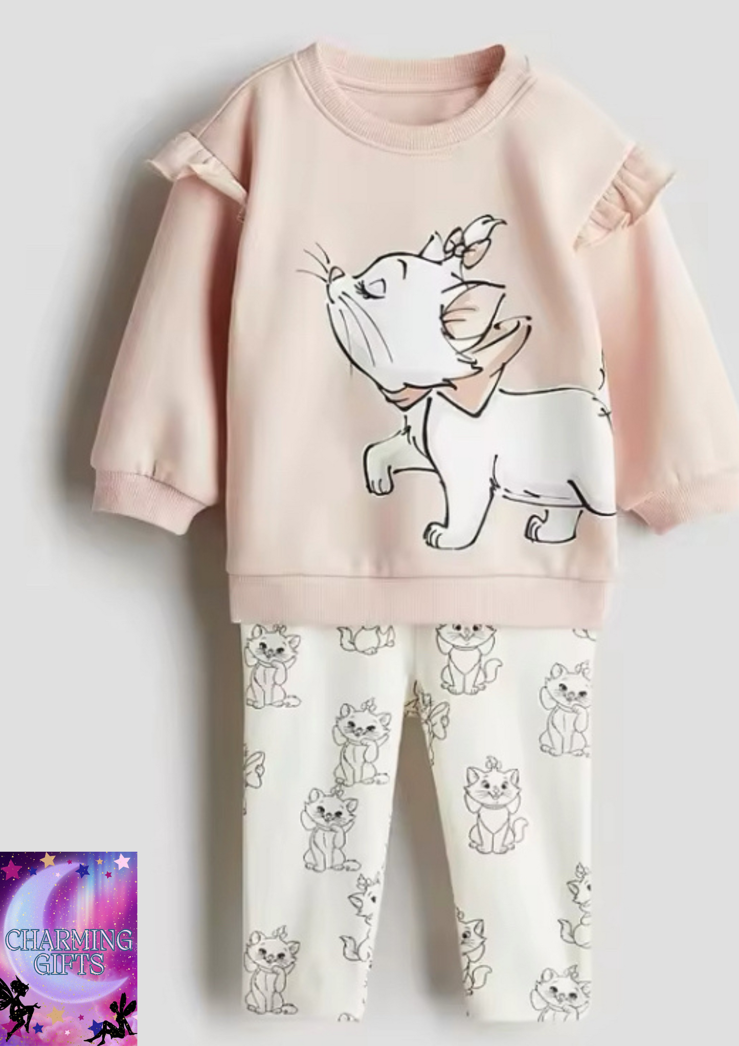 Marie aristocats Clothing Set Suitable For Girls Autumn And Winter Outfits Toddler Hoodie Set Disney Fashion Kids Cloth