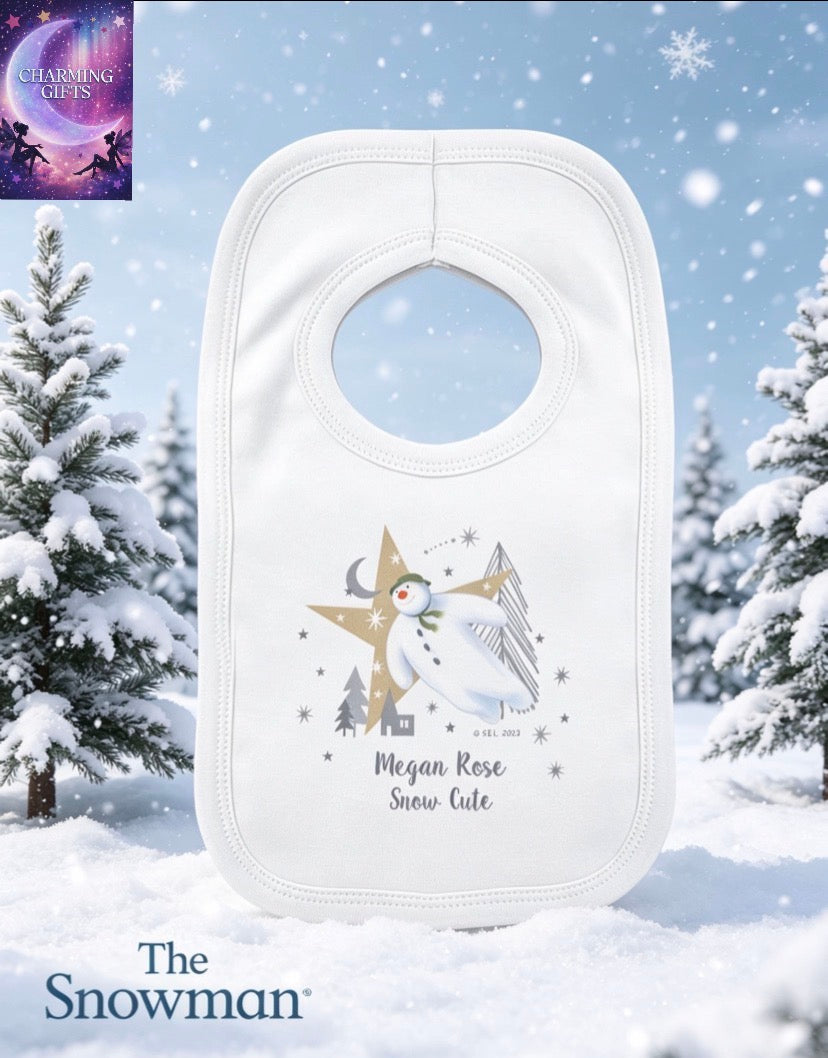 Personalised The Snowman Magical Adventure Bib