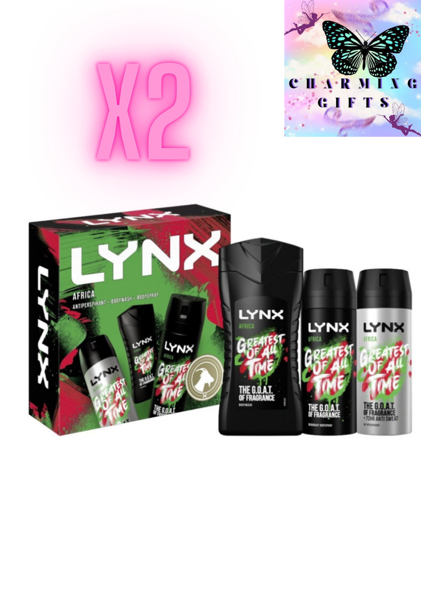 Lynx Africa Body Wash, Deodorant Body Spray & Anti-Perspirant Gift Set X2