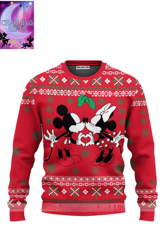 2024 New Mickey Mouse and Minnie Mouse Ugly Christmas Party Hoodies Pullovers for Men and Women