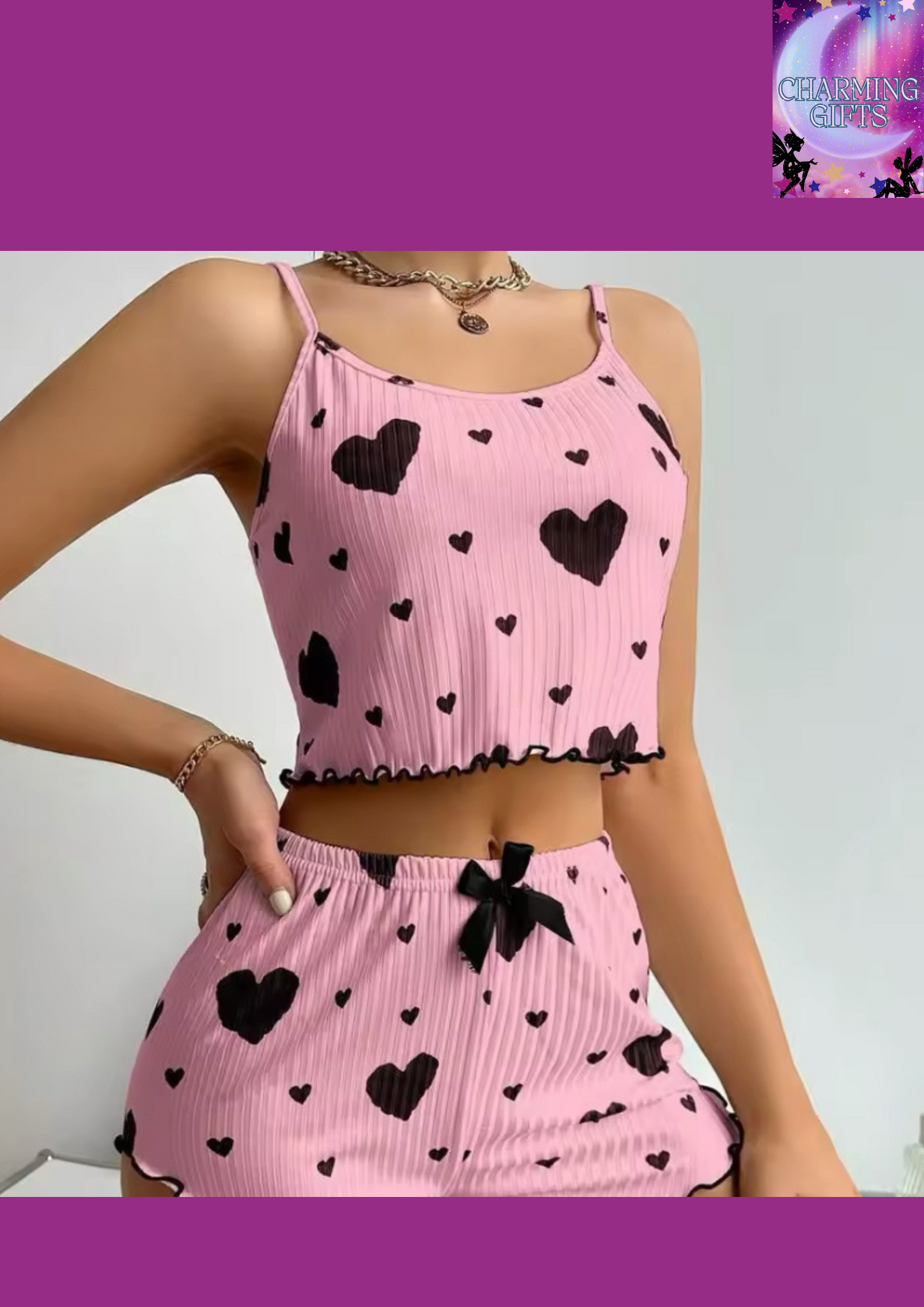 Women's Pajamas Set Sleepwear 2 PCS Short Tank Tops And Shorts S M L White Ventilate Soft Casual Love Printing