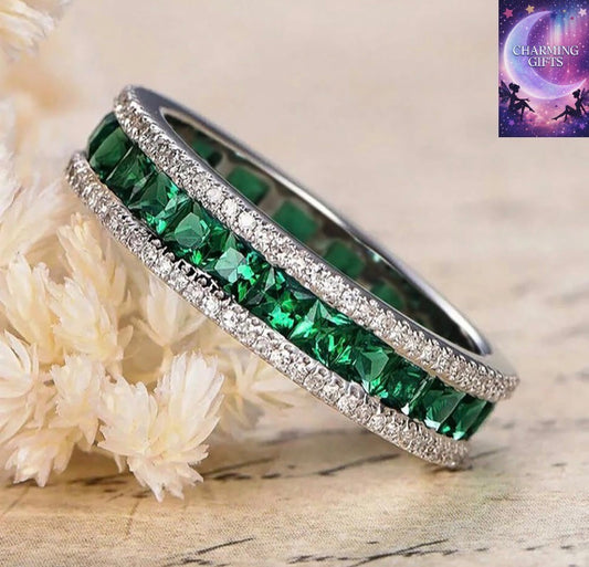 Full Princess Cut Cubic Zirconia Rings for Female Luxury Engagement Jewelry Daily Accessories