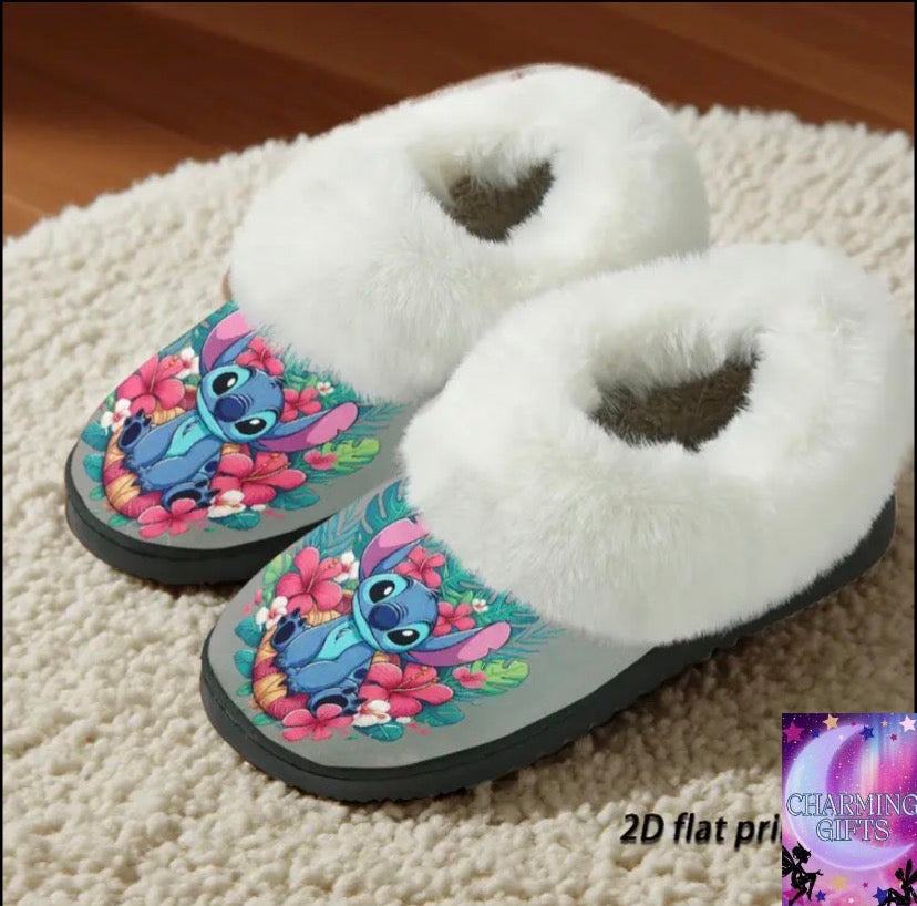 1pc Stitch Unisex Winter Warmth with Cute 2D Cartoon Print, Soft EVA Sole Indoor House Shoes for Women & Men, Cozy Slippers, Characterthemed Design, Fabric Lined Interior, Slippers For Women, Slippers Indoor, Indoor Slippers For Men, Winter Slippers, Bedr