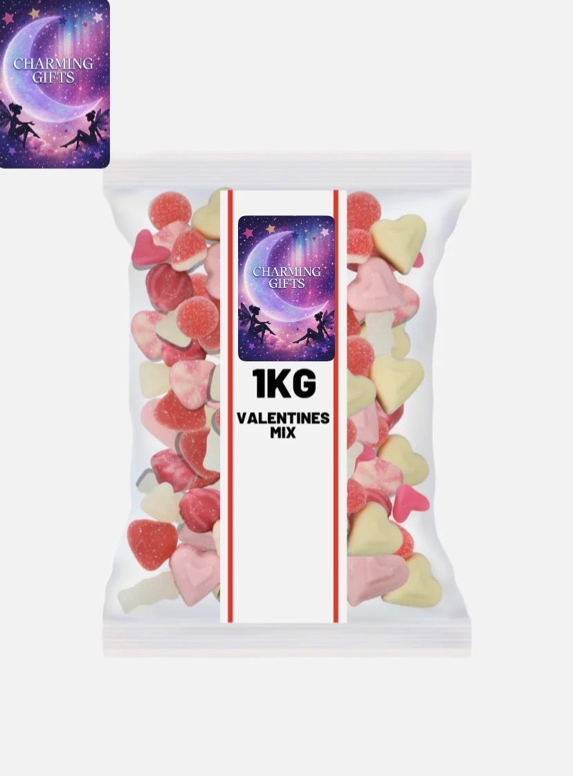 Valentine’s Mix 1kg | Fizzy, Jelly & Gummy Heart Sweets | Romantic Pick n Mix