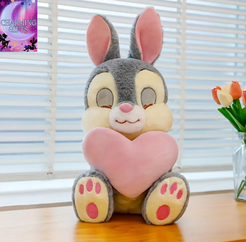By Disney 30cm/11.8inch Thumper Plush Toy, Thumper bunny Stuffed Animal with Pink Heart,