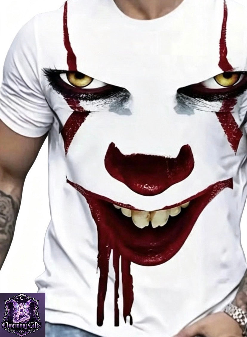 Pennywise Men's Scary Clown 3D Print Graphic Tee - Comfortable And Stylish Short Sleeve Shirt For Outdoor Activities Top
