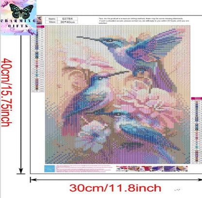 Diamond Painting Kits for Adults,5D DIY Hummingbird Diamond Art Kits Round Full Drill Gem Art and Crafts for Home Wall Decor Gift 12 X16 Inch