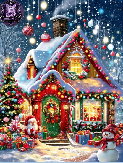 ❄️ Christmas Snow House 5D Diamond Painting Kit — 30cm × 40cm ❄️
