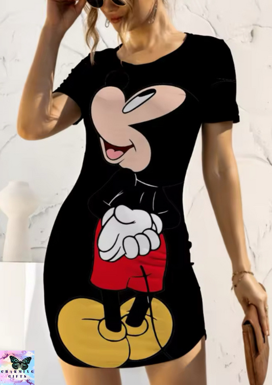 Sexy Slim Fit Minnie Mouse /Mickey Tight Women's Dress Casual Disney Cartoon