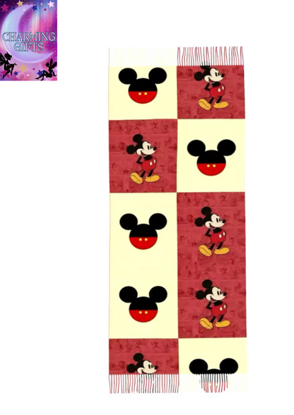 Womens Disney Mickey Mouse Head Cashmere Scarf Large Pashmina Shawls and Wraps Scarves forDaily Wear