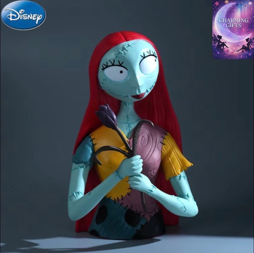 Disney Nightmare Before Christmas Jack or Sally Figurine - Officially Licensed Tim -Inspired PVC Money Box with Expressive Eyes, & Striped Suit & Red Cape