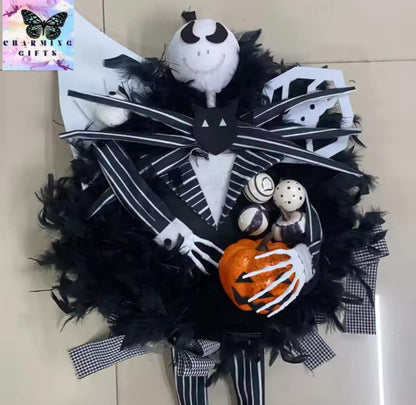 Nightmare Before Christmas Halloween Scary Pumpkin Garland Door Hanging Outdoor Horror Skeleton Halloween Decoration Props Gift